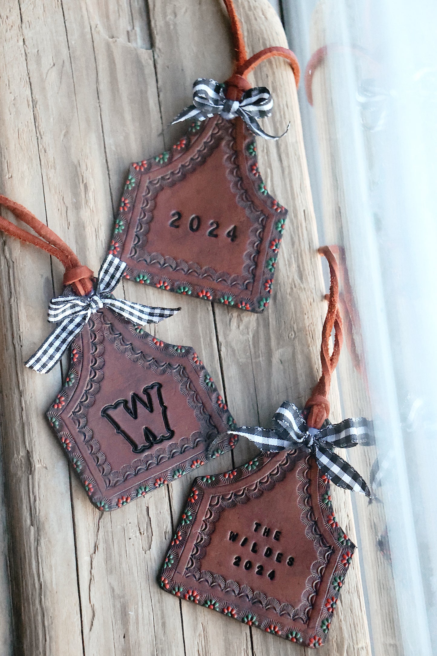 2024 Heirloom Leather Christmas Ornaments