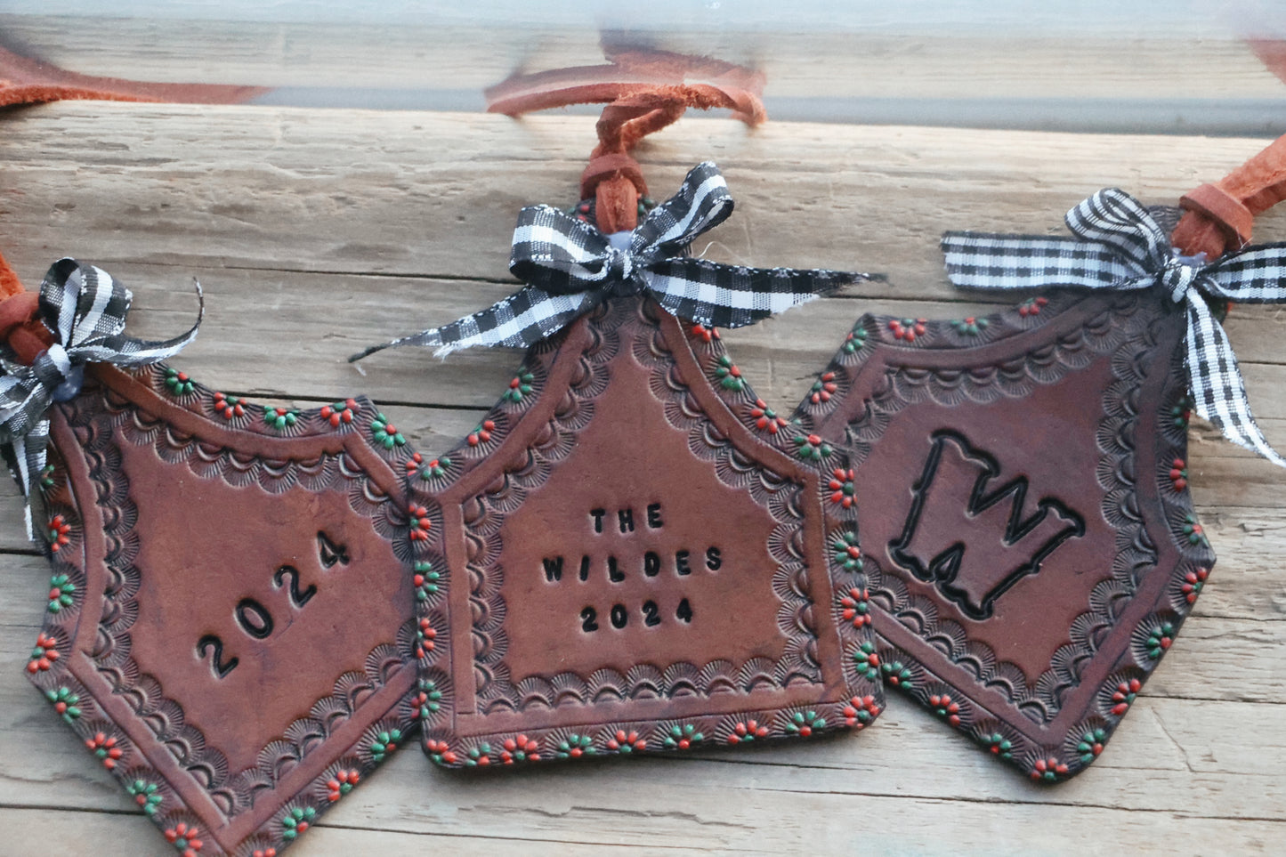 2024 Heirloom Leather Christmas Ornaments