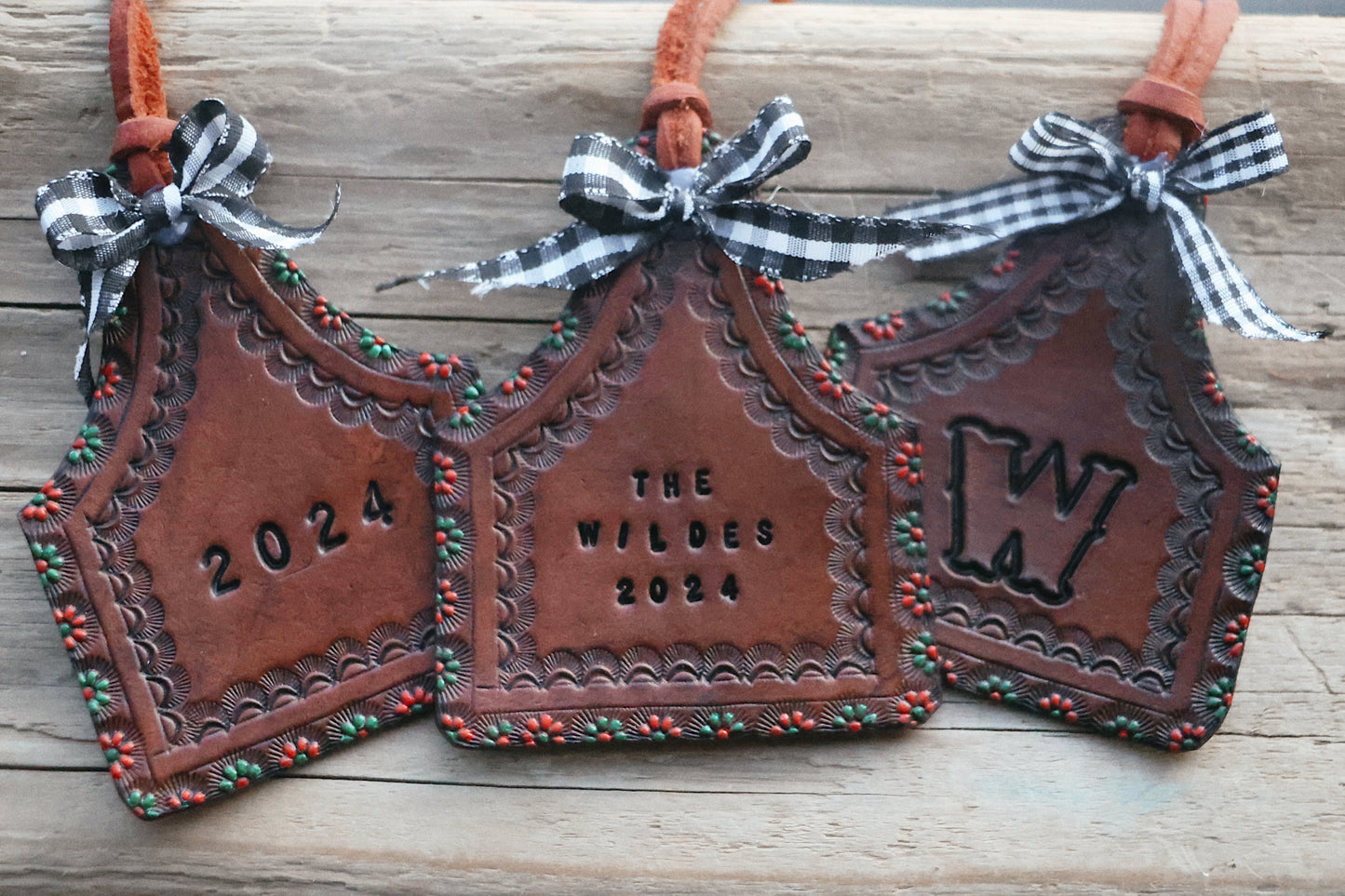 2024 Heirloom Leather Christmas Ornaments