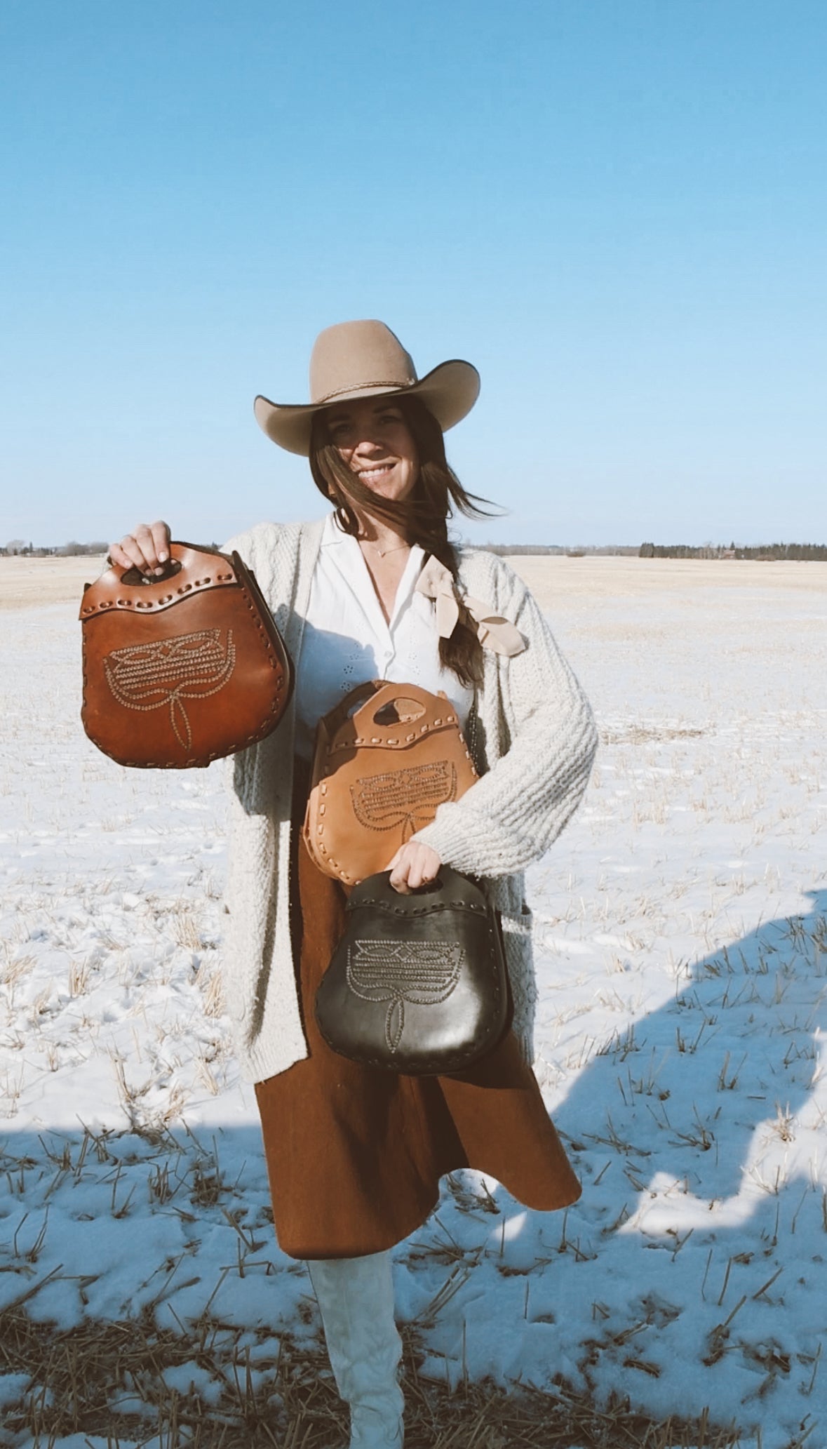 The Western Woodstock Handbag (BROWN)